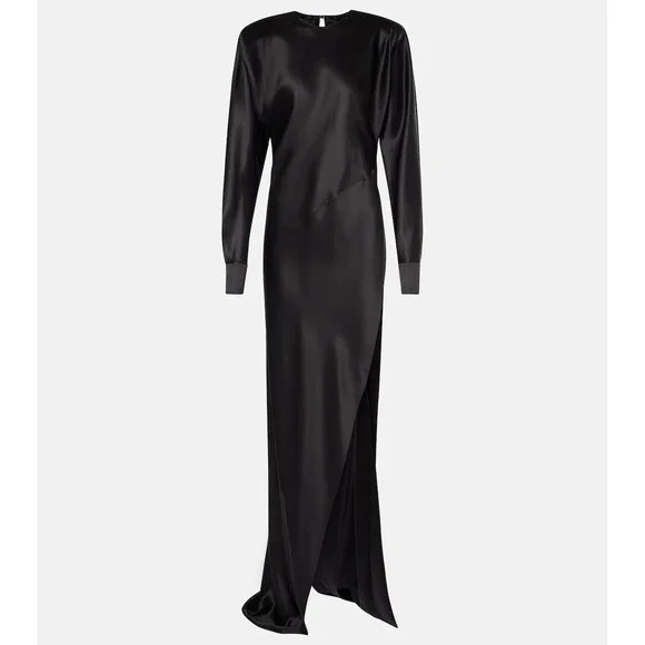 NWT Valentino Garavani Black Silk Satin Gown Le Noir Fall 24 $11,500 - Size US 8 - Picture 5 of 16